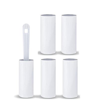 Lint Roller and Refill Set (5 Refills 1 Handle) - Carpet Cleaner Lint Remover - Dog Coat Hair and Dust Cleaning Pet Hair Lint Roller Refills for Clothes Sofa Bed Carpet & All Fabric - Sticky Heads