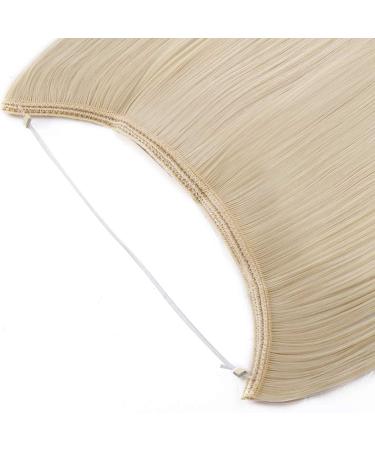 Silk-co One Piece Wire in Hair Extensions 24 inch Long Straight Hairpiece No Clip Synthetic Hair Wire String Bleach Blond - Buy Online on GoSupps.com