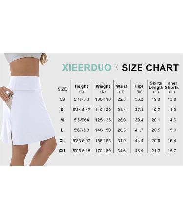 XIEERDUO Women's 20 Modest Knee Length Tennis Skirt Golf Skort Gym Shorts - Pure White XL - Buy Online on GoSupps.com