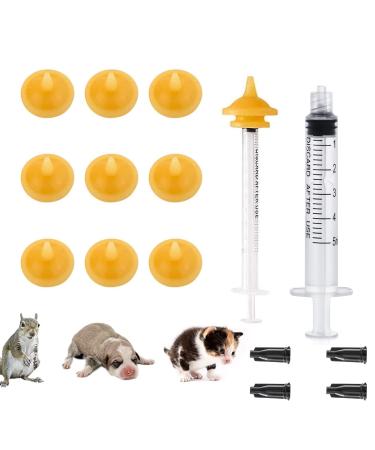 10 Packs of Silicone Feeding Mini Nipples for Kittens and Puppies with Syringe - Perfect for Newborn Puppy Kitten Squirrels and Other Newborn Pets (10 Mini)