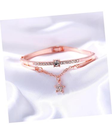 Gatuida 2pcs Bracelet Star Cuff Bracelet Gemstone Bracelets for Women Rhinestone Bangle Crystal Bead Bracelet Jeweled Bangle Bracelet Diamond Bracelet Miss Jewelry To Open Rose Goldx2pcs 19.5*1.2cmx2pcs - Buy Online on GoSupps.com