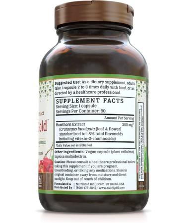 Nutrigold Hawthorn Gold 300mg - Clinically-Proven Extract - 90 Veggie Capsules - Buy Online on GoSupps.com
