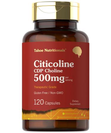 Tahoe Nutritionals Citicoline Supplement | 500mg | 120 Capsules | CDP Choline | Therapeutic Grade |Non-GMO and Gluten Free