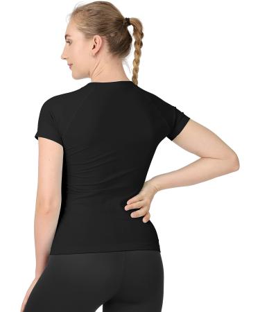 MathCat Women's Short Sleeve Workout Shirt - Breathable Athletic Gym Top in Black - Buy Online on GoSupps.com