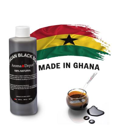 Aroma Depot 8 oz Raw African Liquid Black Soap - 100% Natural Acne, Eczema, Psoriasis Treatment - Handmade from Ghana - Buy Online on GoSupps.com