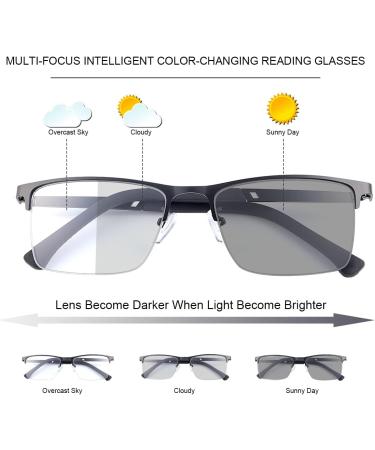 Devirld Progressive Photochrome Multifocus Reading Glasses | UV400 Protection | Blue Light Blocking | Transition Glasses for Men & Women - Black 1.5x - Buy Online on GoSupps.com
