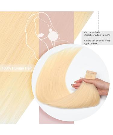 Hotlulana 20 Tape In Extensions Real Hair Bleached Blonde (#613) - 50g Invisible Skin Weft - 20PCs 100% Natural Real Hair Extensions - Buy Online on GoSupps.com