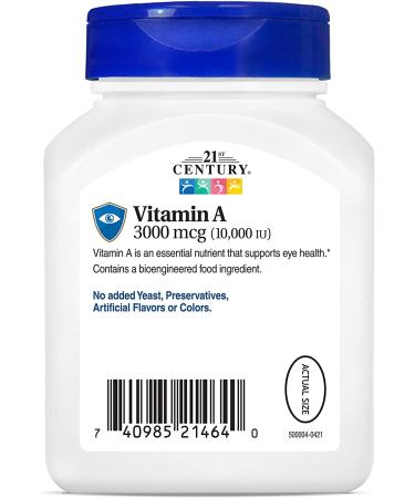 Buy 21st Century Vitamin A 3000 mcg (10,000 IU) - 110 Softgels for Vision & Immunity - Buy Online on GoSupps.com