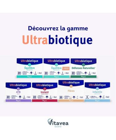 Vitavea Ultrabiotique - Probiotique Flore Intestinale Equilibre du Microbiote Digestion - Ferments Lactiques - Lactobacillus & Bifidobacterium - 5 souches - 60 g lules - 2 mois-Fabriqu en France 60 jours - Buy Online on GoSupps.com