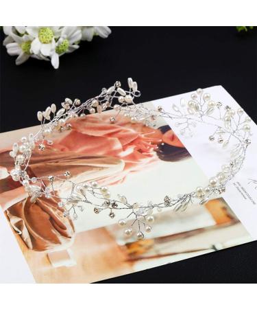 50cm Silver Bridal Hair Crystals Wedding Headpieces 20 Inches Handmade Crystal Pearl Evening Party Head Band Bride Wedding Hair Accessories for Bridesmaid and Flowergirls - Buy Online on GoSupps.com