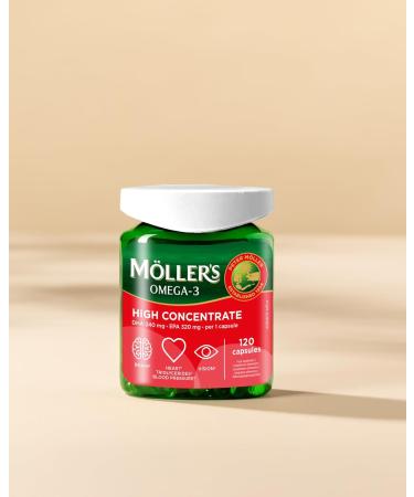  M LLER'S Moller's Omega 3 Cardio Fish Oil Concentrated Rich in Omega-3 Fatty Acids (EPA and DHA) for Normal Heart Function 120 Omeg - Buy Online on GoSupps.com