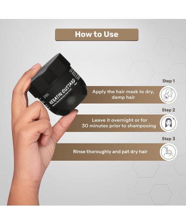 Keratin Custard Hair Mask | Frizz Control & Damage Repair | Hydration with Hyaluronic Acid & Argan Oil | Strengthens Hair | For Women & Men - Buy Online on GoSupps.com