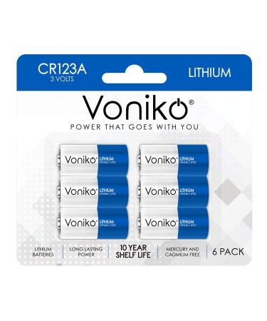 VONIKO CR123A Lithium Batteries (6-Pack)  Photo Lithium Battery 3 Volt 123 Battery Lithium 10 Years Shelf Life  UL&RoHS Certified for Security and Medical Equipment 6 Count (Pack of 1)