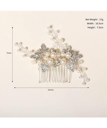 Pearl Bridal Hair Comb Sliver Wedding Bridal Pearl Hair Accessories for Women Handmade Rhinestone Wedding Hair Slides for Bride Bridesmaid - Buy Online on GoSupps.com