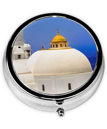 Santorini Greek Island Sea View Mini Pill Box | 3 Compartment Portable Pill Organizer for Travel & Home - Buy Online on GoSupps.com