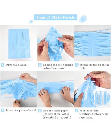 Binpeng 9.8in Blue Tissue Paper Tassel DIY Hanging Decorations - 20PCS 25cm Blue Garland for Party, Wedding, Baby Shower - Buy Online on GoSupps.com
