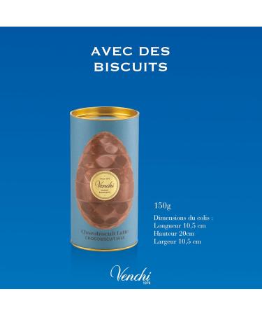 Venchi - uf en Chocolat Saveur Chocolat au Lait avec P pites de Biscuit avec Surprise Sans Gluten 150 gr Collection P ques Id e Cadeau Chocobiscuit Lait - Buy Online on GoSupps.com