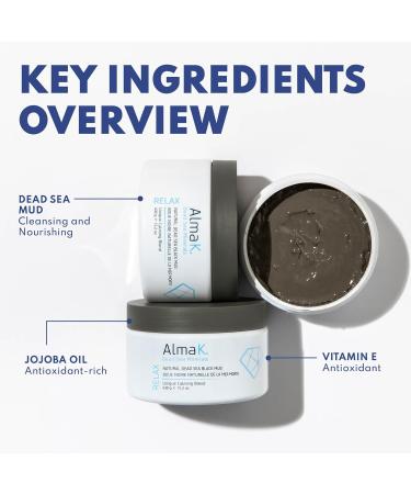ALMA K Natural Dead Sea Black Mud Mask - Dead Sea Mud Mask for Women - Beauty Mask - Organic Mud Mask for Body - Natural Skin Care Products - 15.2 oz - Buy Online on GoSupps.com