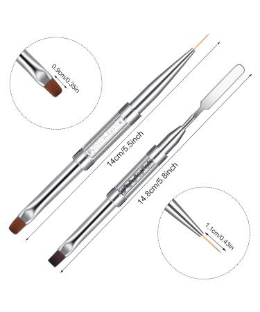2PCS Dual-Ended Nail Art Brush Set | Professional Builder Gel & French Tip Brushes | Rhinestone Handle for Stunning Nail Designs - Buy Online on GoSupps.com