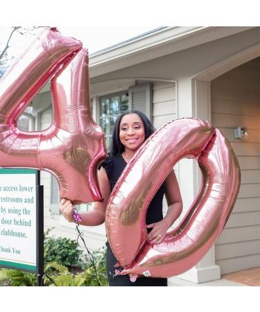 Rose Gold 40th Birthday Decorations Set - Digital Number 40 Balloons, Happy Birthday Balloons, Confetti Balloons - Ideal for Women's 40th Birthday Celebration - Buy Online on GoSupps.com