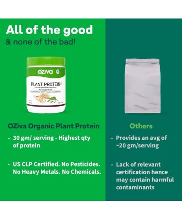 O-Zi-va Organic Plant Protein for Everyday Fitness | 30g Protein - Pea Isolate | Complete Plant Protein Powder | No Added Sugar Certified Clean & Vegan (Unflavoured 500g) - Buy Online on GoSupps.com