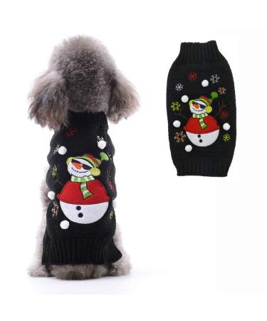 Petcare dog sweater Christmas dog turtleneck sweater Christmas pattern knitwear warm pet sweater for dog puppies party Puppy gift for dog white ball snowman xs