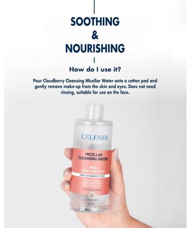 Celenes by Sweden Cloudberry Micellar Cleansing Water 250ml Alcohol-free Paraben-free Vegan Ideal for Dry & Sensitive Skin Hydrates & Soothes with Natural Extracts - Buy Online on GoSupps.com