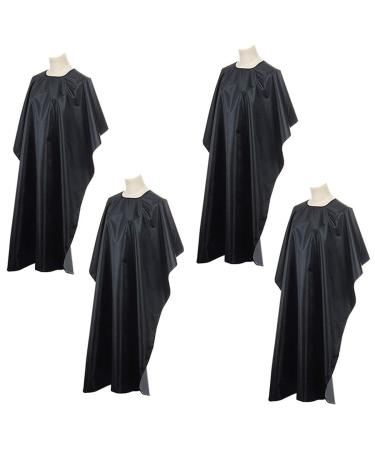 Hair Salon Capes with Snap Closure Waterproof Hairdressing Styling Hair Cutting Coloring Nylon Cape for Barber Hairdressers (4 Pack) Black 59x47 Inch (Pack of 4)