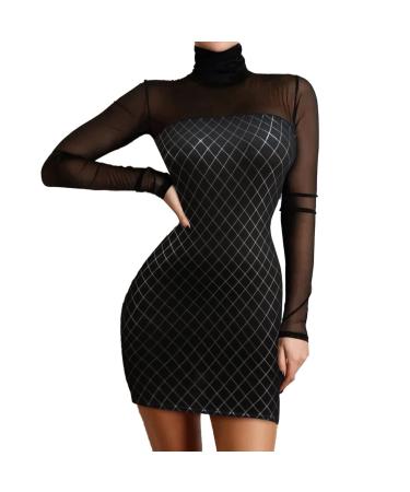 Evening dress glitter evening dresses simple evening dress ladies sheath dress A line evening dresses D-black XXL