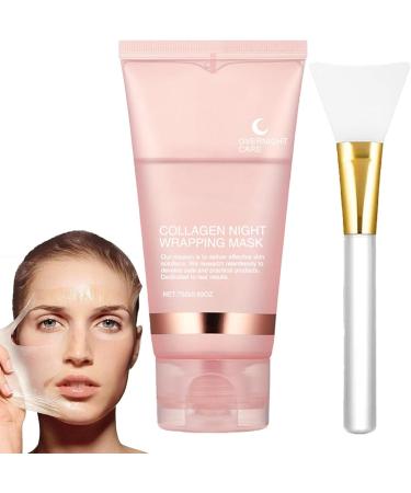 Collagen Night Wrapping Mask Collagen Overnight Wrapping Peel Off Facial Mask Overnight Collagen Wrapping Mask Hydrolyzed Collagen Perfect for Dry & Dehydrated Skin(1PC)