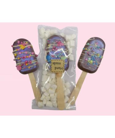 Ice Cream Hot Chocolate Stirrers Spoons Sticks set with Marshmallow Handmade Individually wrapped (3) - Buy Online on GoSupps.com