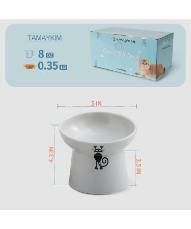 TAMAYKIM 8oz Tilted Ceramic Raised Cat Bowls Set - Blue & Grey | Porcelain Elevated Feeding Dish for Kitty | Stress-Free, Dishwasher & Microwave Safe | 2-Pack - Buy Online on GoSupps.com