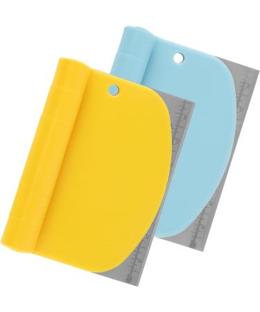 Abizarch 2 Pcs Dough Cutter Stainless Steel Pastry Scraper with Anti-Slip Handle 2 in 1 Dough Scraper and Cutter with Scale Ruler Multi-Purpose Food Scraper Tool for Baking Bread Cake Pizza Dough ZHAZ Blue+Huang - Buy Online on GoSupps.com