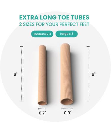 Welnove Toe Sleeve Protector Tubes with Gel for Bunion, Callus, Corn, Blister, Hammer Toe - 6 Pack (3 Large, 3 Small) - Buy Online on GoSupps.com