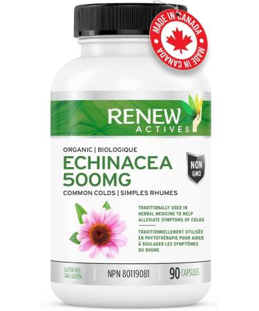 RENEW ACTIVES ORGANIC ECHINACEA (10:1 RATIO) - High Potency Herbal Supplement to Relieve Symptoms & Shorten Duration of Upper Respiratory Conditions Non-GMO Easy-to-Swallow - 90 Capsules - Made in Canada - Buy Online on GoSupps.com