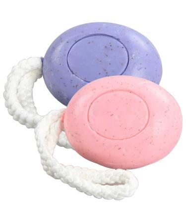 Soap on a Rope 2Pcs Natural Bar Soap 150g Face Soap Moisturizing Hand Soap Oil Control Exfoliating Bath Soap for Face Hand Body Care Easy to Hang Shower Home Travel
