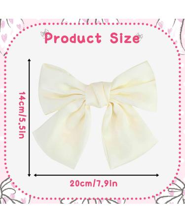 Bow Hair Clip for Women - White Big Bowknot Hairpin with Soft Satin Ribbon | French Barrette Hair Clip for Girls | Hair Bows Accessories - Buy Online on GoSupps.com