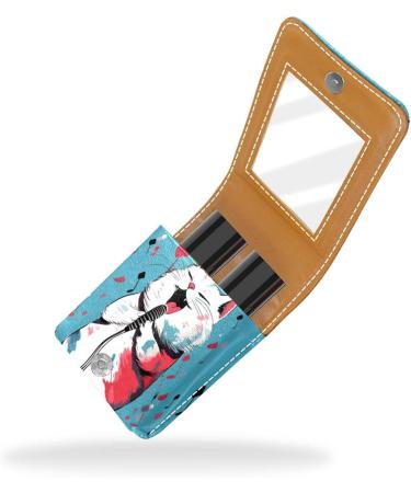 Travel Lipstick Organizer Case | Portable Makeup Bag with Mirror | Cartoon Cat Design - Shop Internationally - Buy Online on GoSupps.com