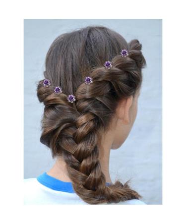 40pcs Rhinestone Rose Flower Hair Pins & 6pcs Pearl Twist Headpiece Set in Gift Box - Purple Bridal Wedding Accessories for Women and Bridesmaids | inSowni - Buy Online on GoSupps.com