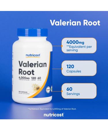 Nutricost Valerian Root Capsules (1000mg Per Serving) 120 Capsules - 4 000mg Equivalent Per Serving (4:1 Extract) Vegetarian Caps Gluten Free Non-GMO (Pack of 2) - Buy Online on GoSupps.com