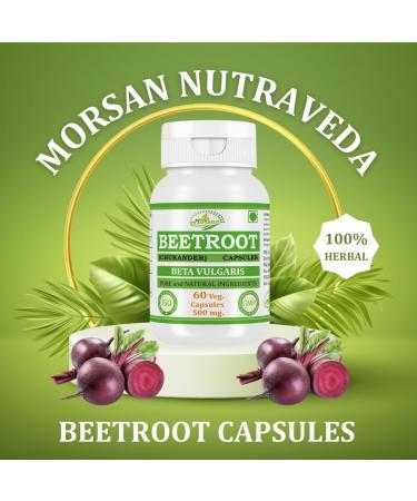 Morsan Nutraveda Beetroot (Beta vulgaris) Capsules - 500mg Beet Root Powder Aids Healthy Circulation & Vitality Non-GMO Beet Root Supplement - 60 Capsules 30-Day Supply (4) - Buy Online on GoSupps.com