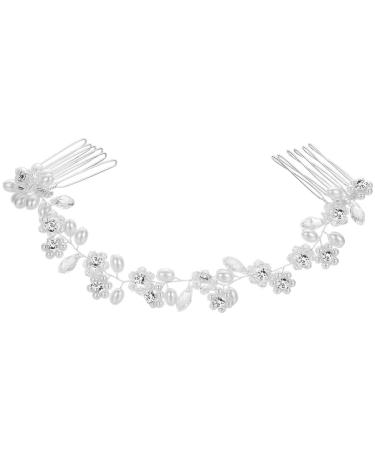 Frcolor Bridal Comb Clips Crystal Pearl Hair Comb Wedding Headpiece (Silver)