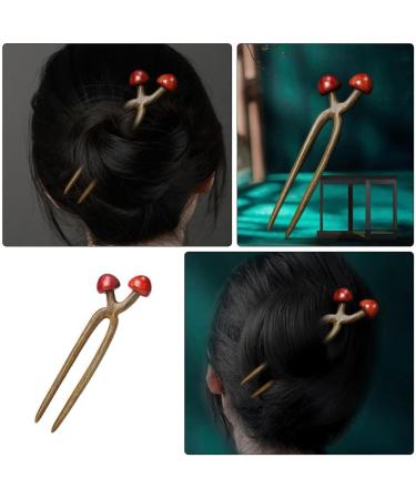 Baluue U Shaped Hairpin Mushroom Hair Stick Wooden Hair Fork Chinese Hair Chopsticks Chignon Pins Hair Chopsticks for Women Girl - Buy Online on GoSupps.com