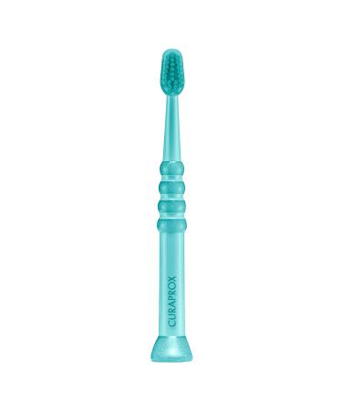 Curaprox Baby toothbrush - first toothbrush for babies with 4260 extra soft curen bristles and small rubbered head - for the first teeth - green