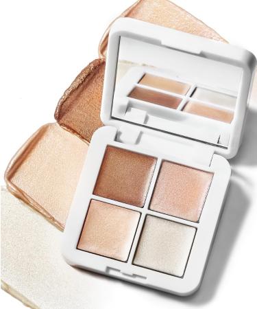 RMS Beauty Glow Quad Mini - All-in-One Makeup Palette | Cream Highlighter Blush & Lip Tint for Radiant Skin - Buy Online on GoSupps.com