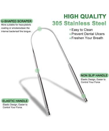 3-Piece Stainless Steel Tongue Scraper Set | Reusable Tongue Cleaner for Oral Hygiene & Fresh Breath | Durable Metal Tongue Care Tools - Buy Online on GoSupps.com