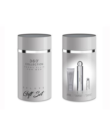 Perry Ellis 360 Collection for Men Gift Set - 3.4 fl oz Eau de Toilette 3 oz Shower Gel .25 fl oz EDT mini travel spray - Buy Online on GoSupps.com