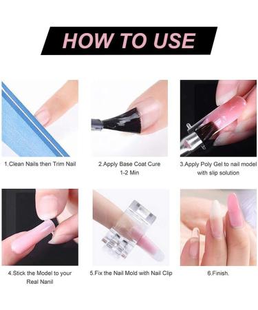 Jawseu 120-Piece Dual Forms Stiletto Nail Tips Kit - Artificial Nail Shapes with Tip Clip & Gel Brush for UV/Acrylic DIY Manicure - Perfect for Polygel A01 - Buy Online on GoSupps.com