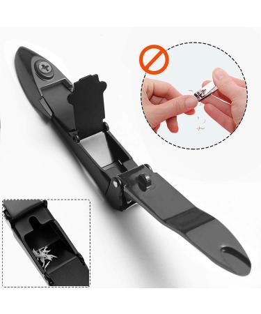 Adknic Nail Clips for Men - Large Professional Stainless Steel Nail Clipper with Container | No Mess Nail Cutter & Fingernail Care (Black) - Buy Online on GoSupps.com