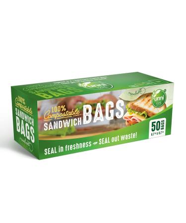 UNNI 100% Compostable Bags, 13 Gallon, 49.2 Liter, 50 Count, Heavy Duty  0.85 Mil, Tall Kitchen Food Scrap Waste Bags, ASTM D6400, EN 13432, US BPI  and